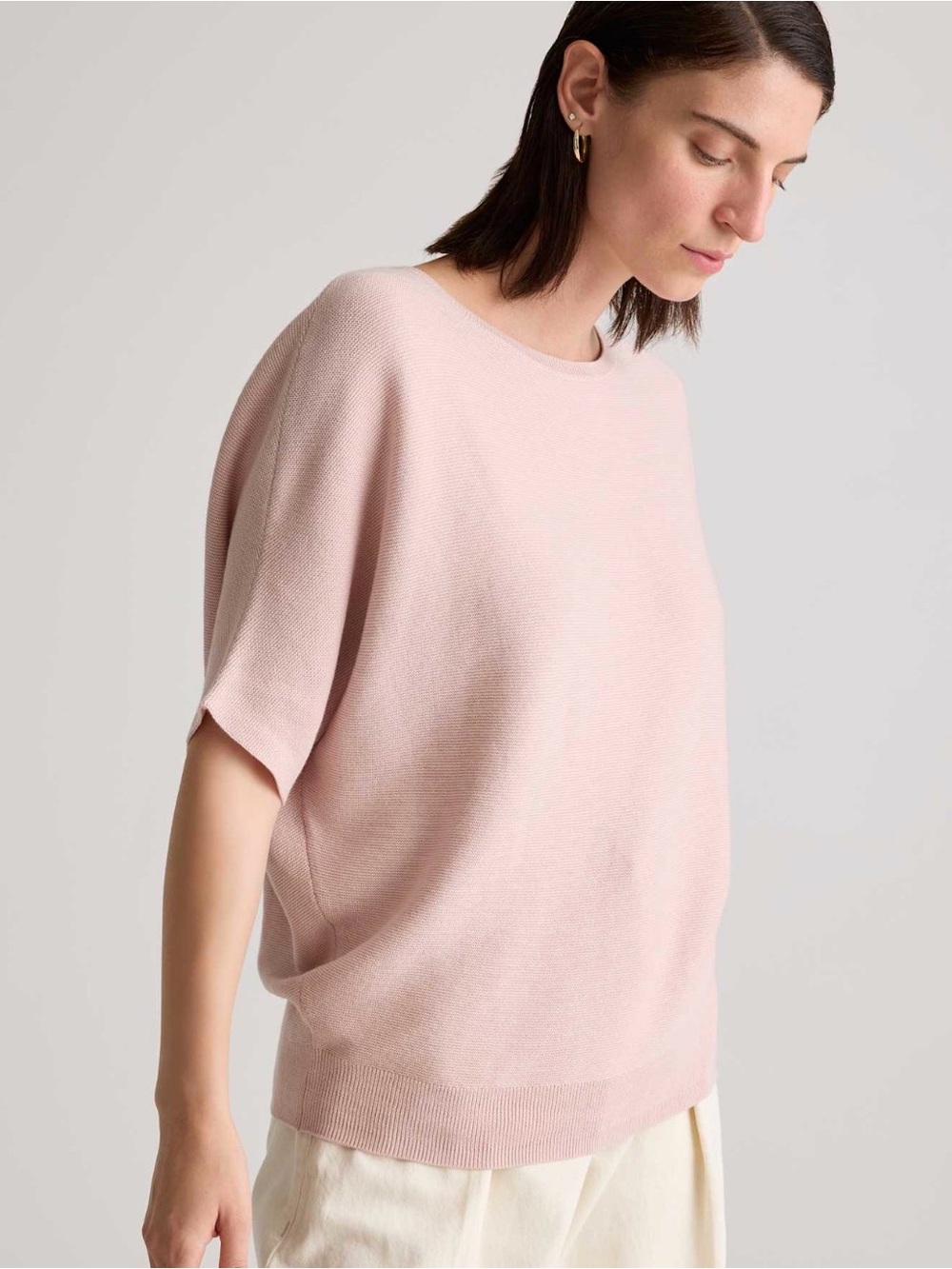 Quince womens lightweight cotton cashmere dolman sweater size large
